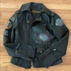 Leather biker jacket limited edition Ed Hardy